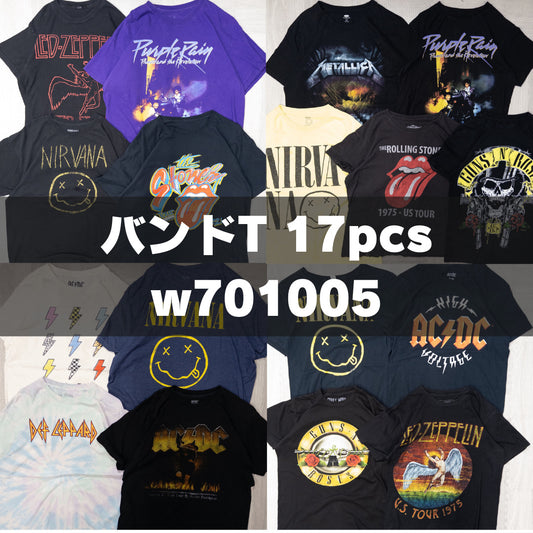 古着卸 現物まとめ売り 洗濯済み バンド 半袖Tシャツ 17枚セット(S-XXL) w701005