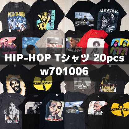 古着卸 現物まとめ売り 洗濯済み HIP-HOP ラップ 半袖Tシャツ 20枚セット(XS-XXL) w701006