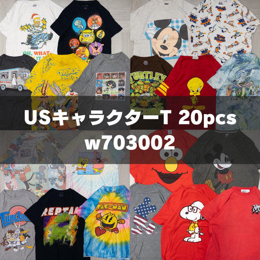 古着卸 現物まとめ売り 洗濯済み USキャラクター 半袖Tシャツ 20枚セット(S-XXL) w703002