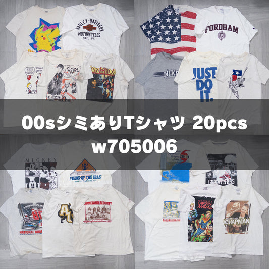 古着卸 現物まとめ売り 洗濯済み 00s シミあり半袖Tシャツ 20枚セット(S-XXL) w705006