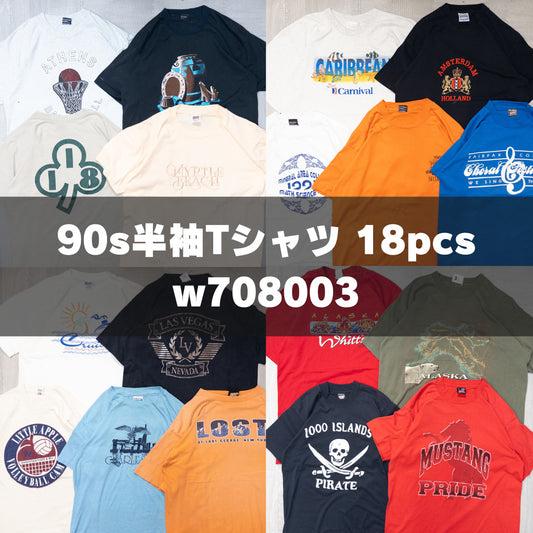 古着卸 現物まとめ売り 洗濯済み 90s半袖Tシャツ 18枚セット(M-XL) w708003