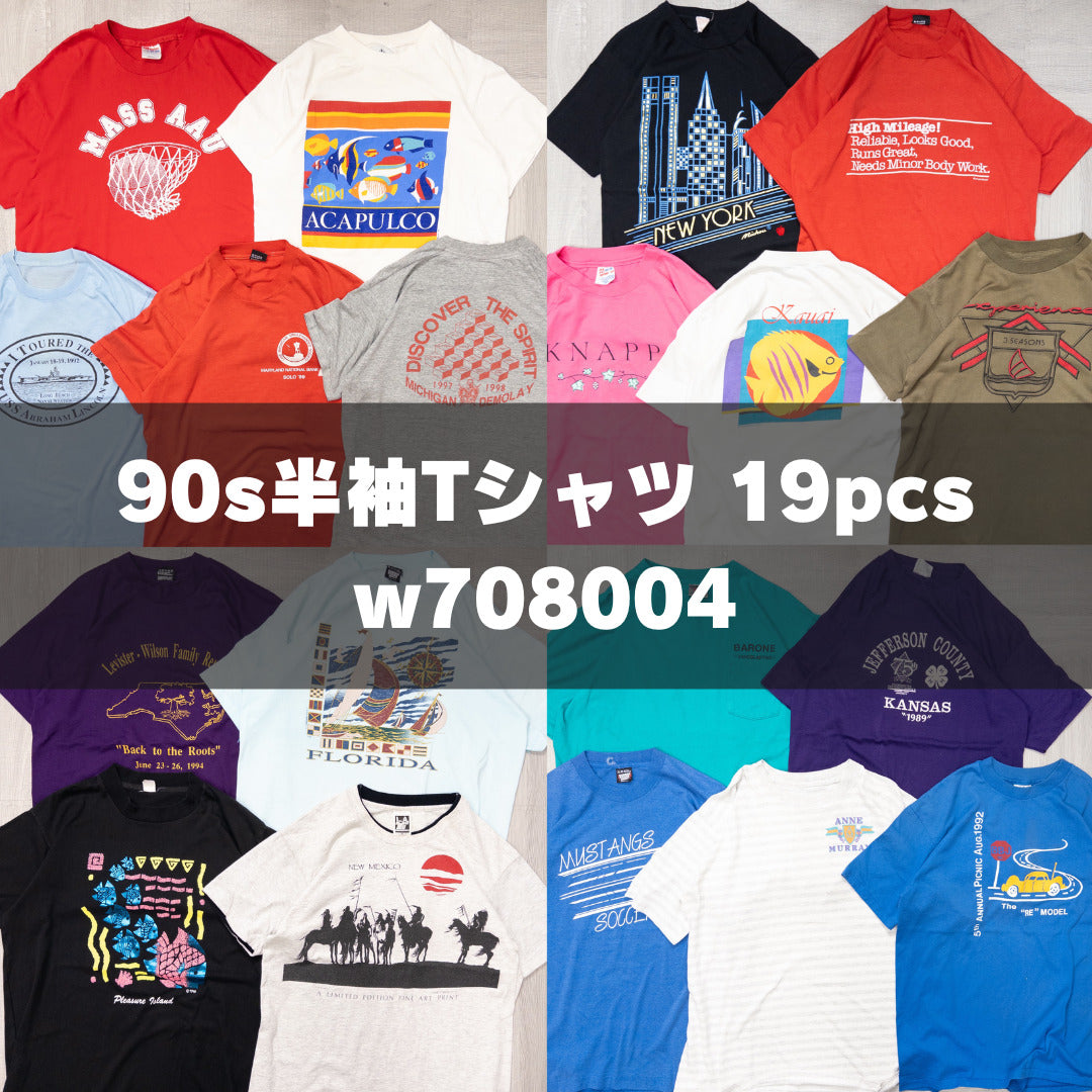 古着卸 現物まとめ売り 洗濯済み 90s半袖Tシャツ 19枚セット(M-XL) w708004