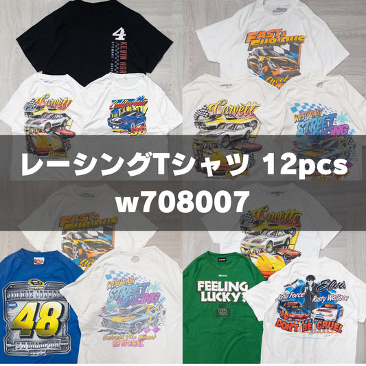 古着卸 現物まとめ売り 洗濯済み レーシングプリント ナスカー Tシャツ 12枚セット(S-XL) w708007