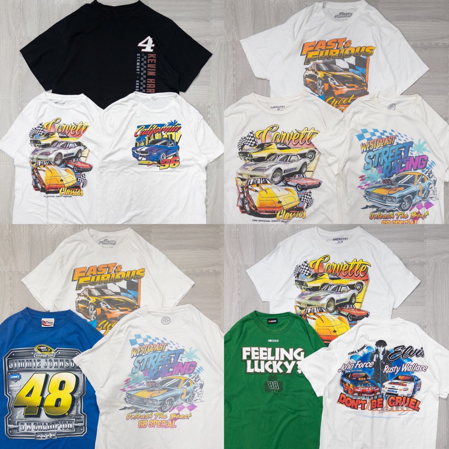 古着卸 現物まとめ売り 洗濯済み レーシングプリント ナスカー Tシャツ 12枚セット(S-XL) w708007