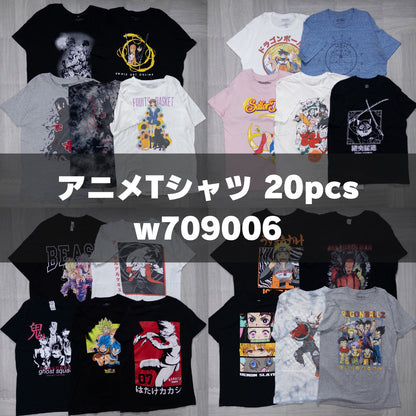 古着卸 現物まとめ売り 洗濯済み ジャパン アニメTシャツ 20枚セット(S-XXL) w709006