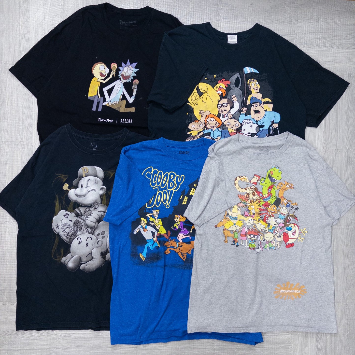 古着卸 現物まとめ売り 洗濯済み USキャラクターTシャツ 20枚セット(S-XXL) w712006