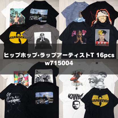 古着卸 現物まとめ売り 洗濯済み ヒップホップ・ラップアーティスト半袖Tシャツ 16枚セット(S-XXXXXL) w715004