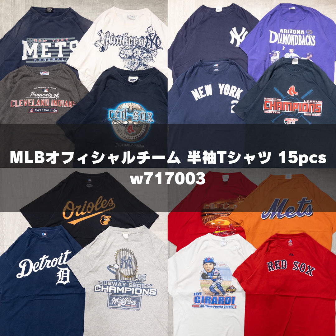 古着卸 現物まとめ売り 洗濯済み MLBオフィシャルチーム半袖Tシャツ 15枚セット(M-XXL) w717003