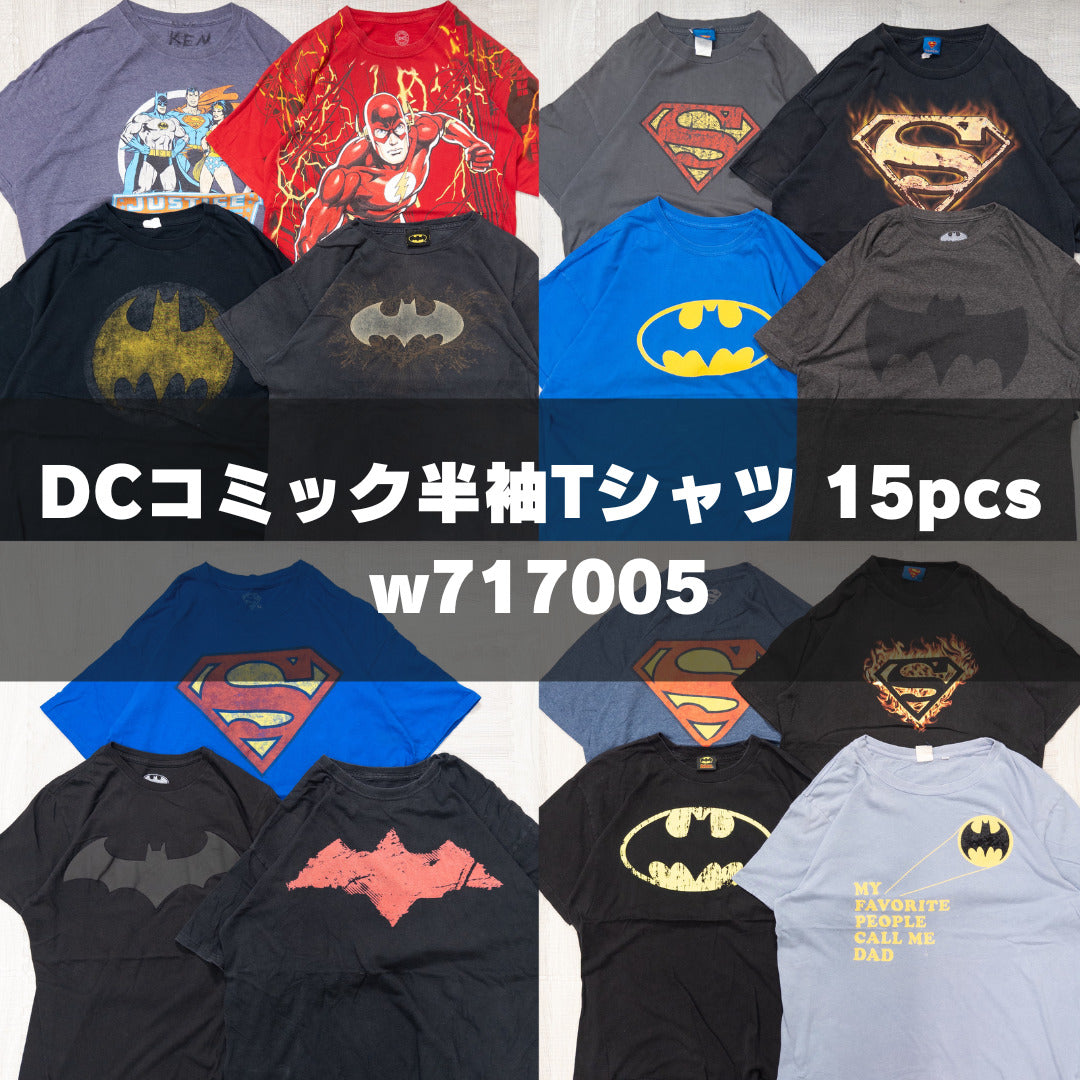 古着卸 現物まとめ売り 洗濯済み DCコミック ヒーロー 半袖Tシャツ 15枚セット(M-XXL) w717005