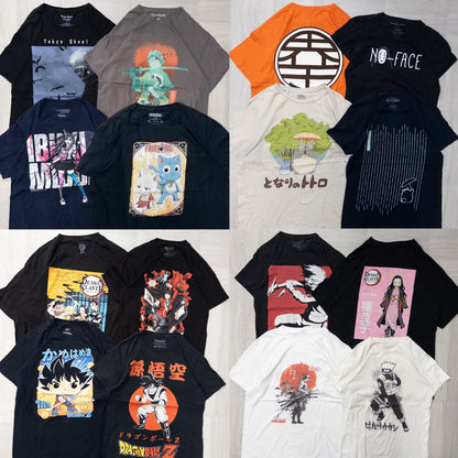 古着卸 現物まとめ売り 洗濯済み 00sジャパンアニメ半袖Tシャツ 16枚セット(XS-XXL) w719005