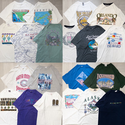 古着卸 現物まとめ売り 洗濯済み 00s~90s 地名半袖Tシャツ 20枚セット(M-XXL) w726001