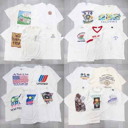 古着卸 現物まとめ売り 洗濯済み 90sシミあり半袖Tシャツ 20枚セット(M-XXL) w731006